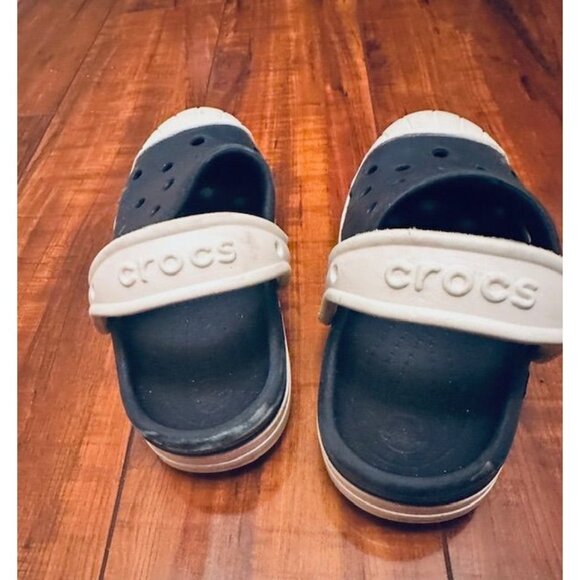 Crocs Kids Navy & White Classic Breathable Clogs w/ Adjustable Heel Straps Sz 13 - Picture 5 of 5